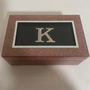 “K” Pink Glittery Jewelry Box! New, never used.